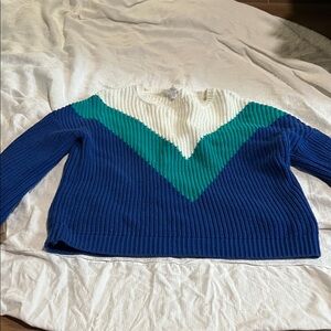 Time and Tru Women's Sweater in Blue, Green, and White